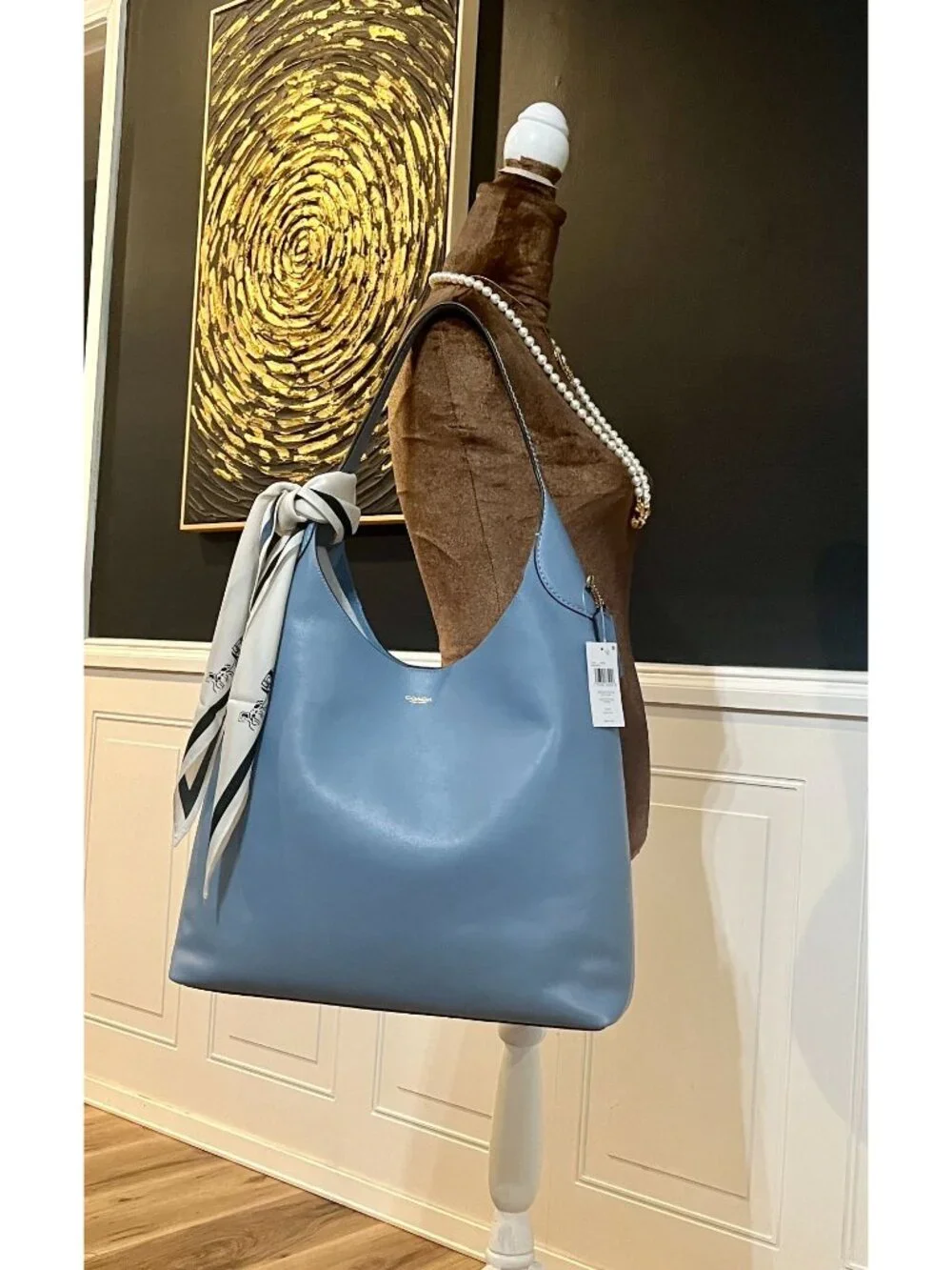 AUTHENTIC COACH LARGE BROOKLYN 39 IN BLUEBELL HOBO HANDBAG 710D175P